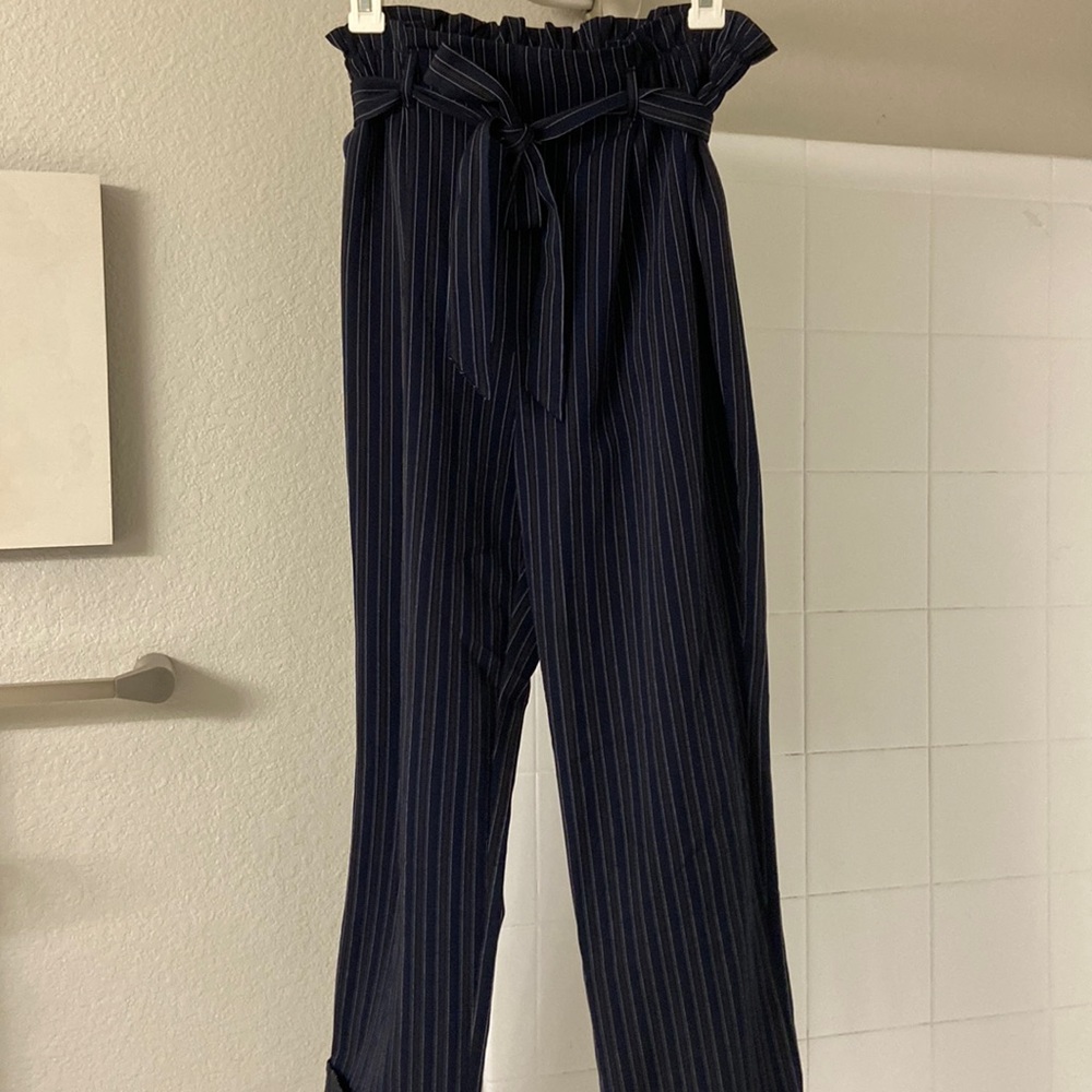 Navy blue pin striped slacks